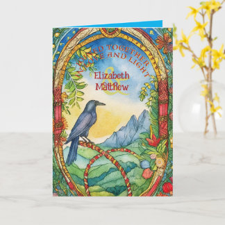 PERSONALIZED HANDFASTING CARD PAGAN CELTIC RAVEN