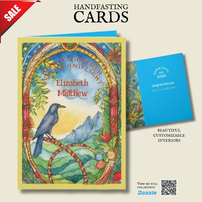 PERSONALIZED HANDFASTING CARD PAGAN CELTIC RAVEN (Creator Uploaded)