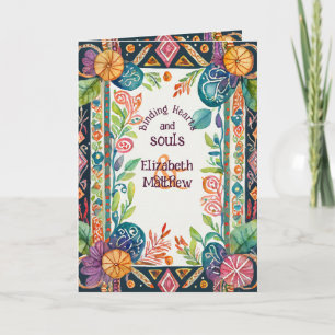 PERSONALIZED HANDFASTING CARD PAGAN FOLKART FLORAL