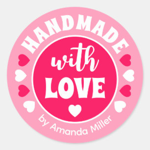 Personalized Handmade With Love Baking Classic Round Sticker