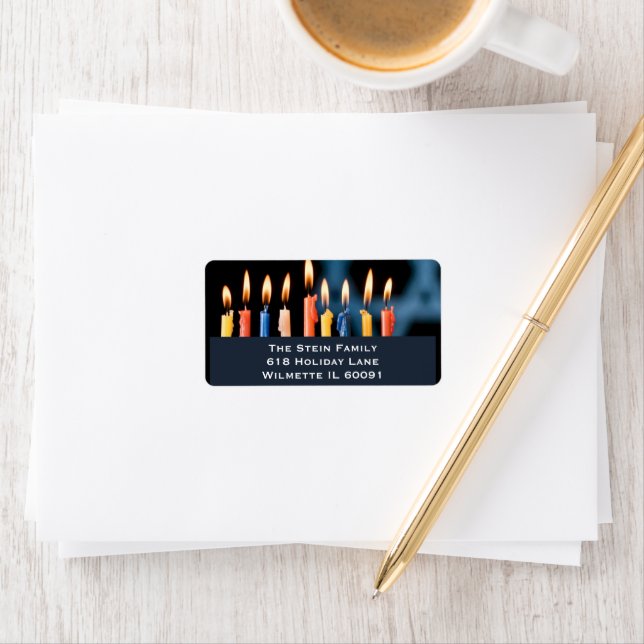 Personalized Hanukkah Menorah Custom Jewish Label (Insitu)
