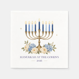 Personalized Hanukkah Napkins Family Name Menorah