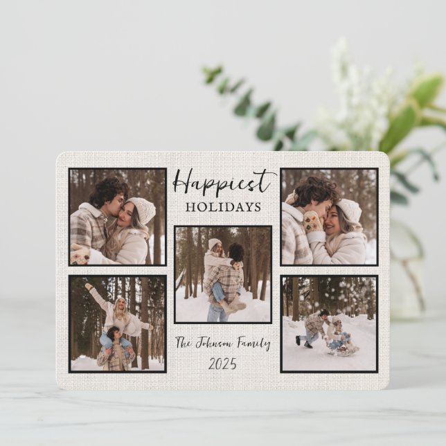 Personalized Happiest Holidays Card with Photos (Standing Front)