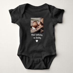 Personalized Happy 1st birthday as my daddy photo Baby Bodysuit