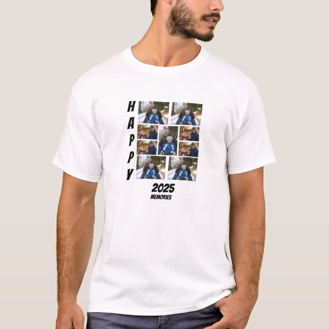 Personalized Happy 2025 memories Photo Collage T-Shirt (Front)