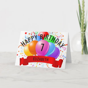 Personalized Happy 7th Birthday  Card