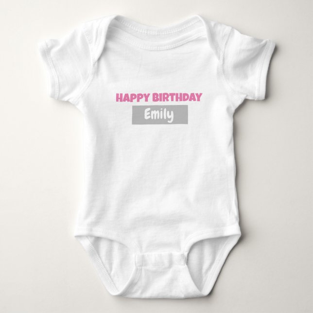PERSONALIZED HAPPY BIRTHDAY Baby Bodysuit (Front)