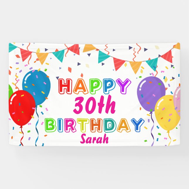 PERSONALIZED HAPPY BIRTHDAY Banner (Horizontal)