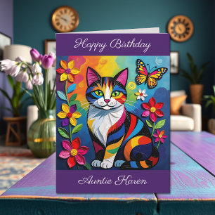 Personalized Happy Birthday for Her   Cute Cat Card