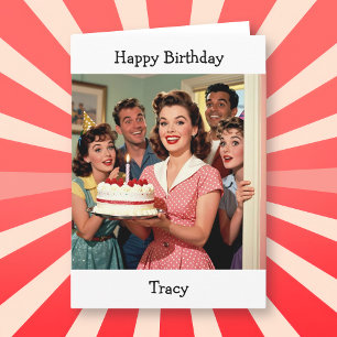 Personalized Happy Birthday   Mid-century Vintage Card