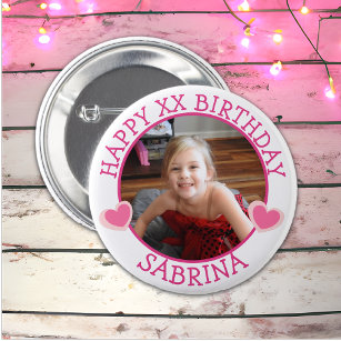 Personalized Happy Birthday Name and Age   6 Cm Round Badge