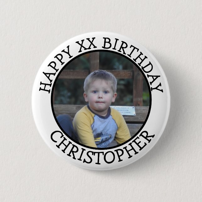 Personalized Happy Birthday Name and Age   6 Cm Round Badge (Front)