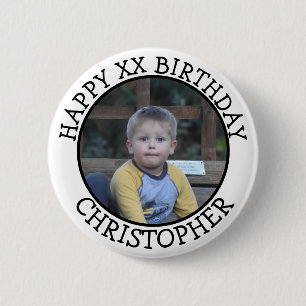 Personalized Happy Birthday Name and Age   6 Cm Round Badge