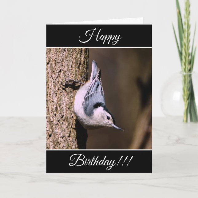 Personalized Happy Birthday Nuthatch Card (Front)