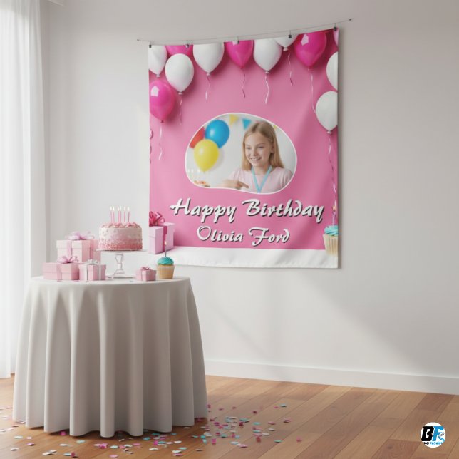 Personalized Happy Birthday Photo Wall  Tapestry (Creator Uploaded)