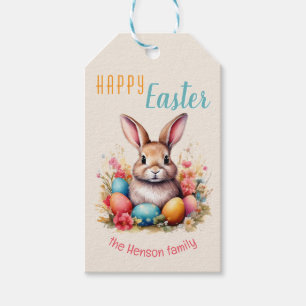 Personalized Happy Easter Bunny Eggs Family  Gift Tags