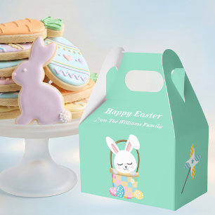 Personalized Happy Easter Bunny Green Party Favour Box