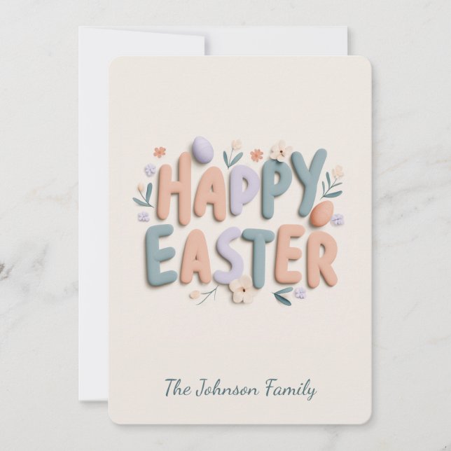 Personalized Happy Easter Family Greeting Card (Front)