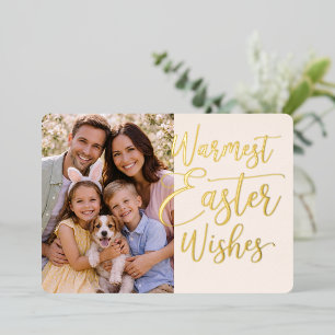 Personalized Happy Easter Family Photo Gold Foil Holiday Card
