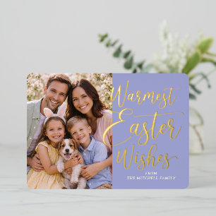 Personalized Happy Easter Family Photo Gold Foil Holiday Card