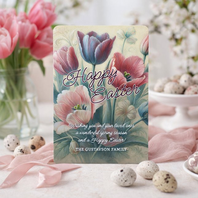 Personalized Happy Easter Tulips Easter Card (Creator Uploaded)