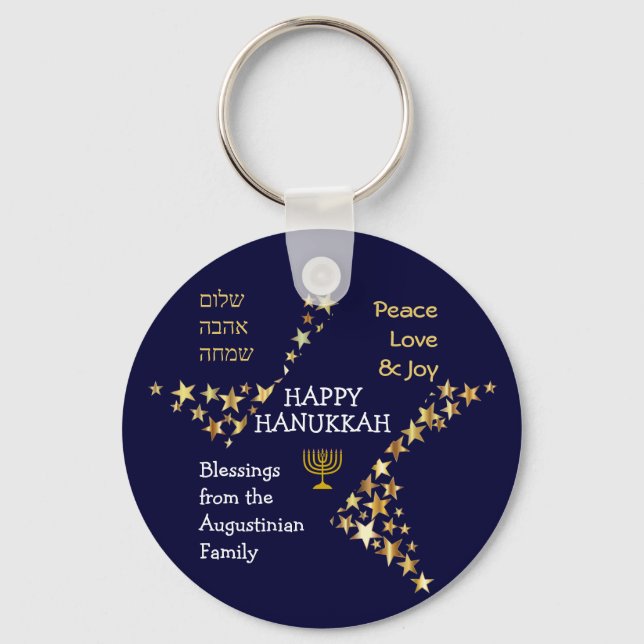 Personalized HAPPY HANUKKAH Key Ring (Front)
