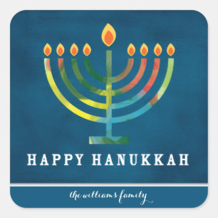 Personalized Happy Hanukkah Square Sticker