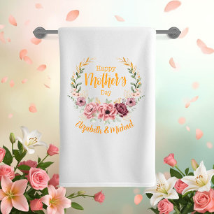 Personalized Happy Mother’s Day Floral Bath Towel
