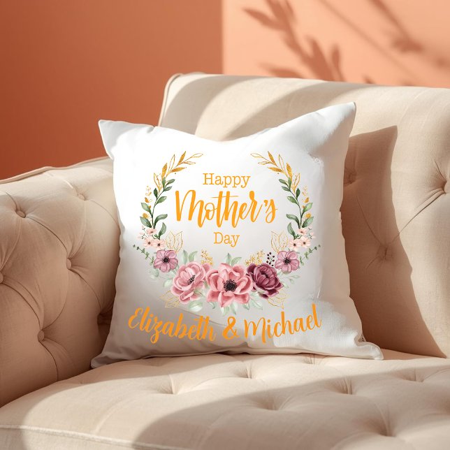 Personalized Happy Mother’s Day Floral Pillow (Creator Uploaded)