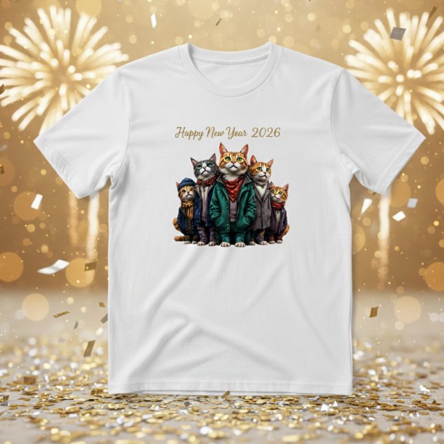 Personalized Happy New Year 2026 Cats T-Shirt (Creator Uploaded)