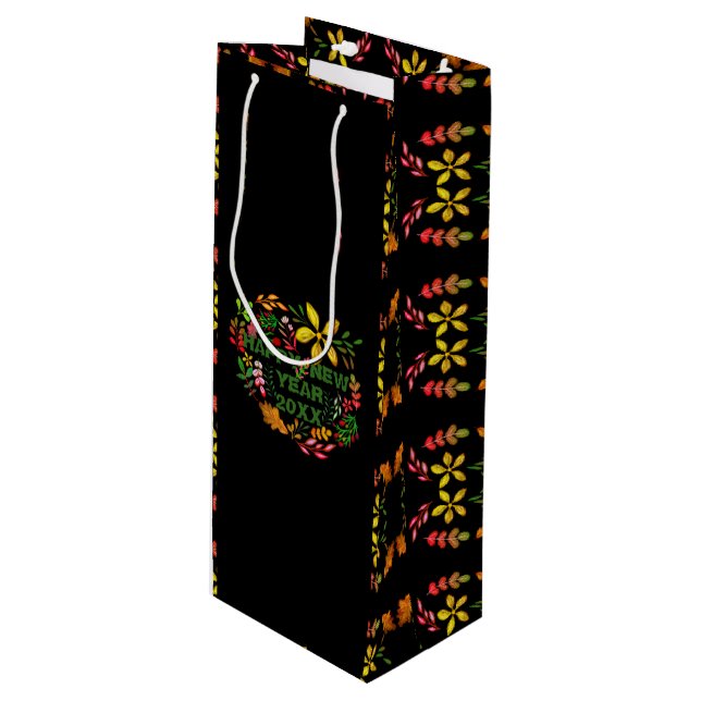 PERSONALIZED HAPPY NEW YEAR 20XX WINE GIFT BAG (Front Angled)