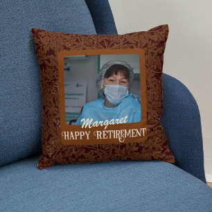 Personalized Happy Nurse Retirement Gifts Brown Cushion