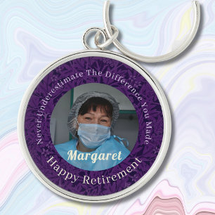 Personalized Happy Nurse Retirement Gifts Violet Key Ring