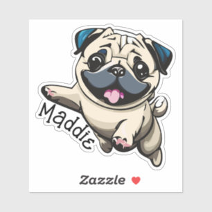 Personalized Happy Puppy Pug Jumping
