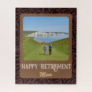 Personalized Happy Retirement Gifts for Mom Brown Jigsaw Puzzle