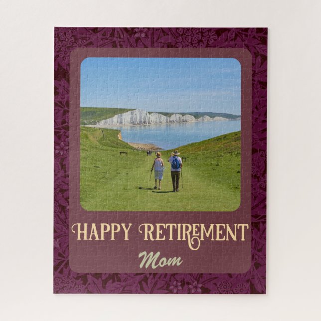 Personalized Happy Retirement Gifts for Mom Red Jigsaw Puzzle (Vertical)