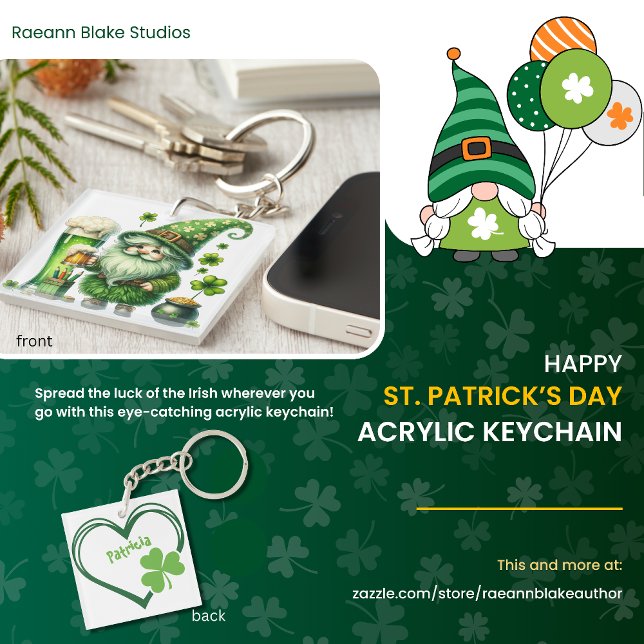 Personalized Happy St. Patrick's Day Acrylic  Key Ring (Creator Uploaded)