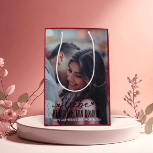 Personalized Happy Valentines's Day Photo Medium Gift Bag