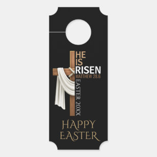 Personalized He Is Risen Cross Happy Easter Door Hanger