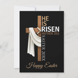 Personalized He Is Risen Happy Easter Cross Holiday Card