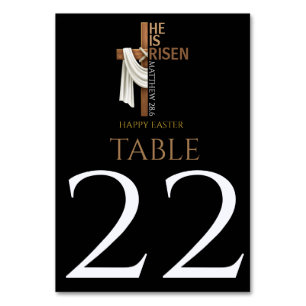 Personalized He Is Risen Happy Easter Table Number