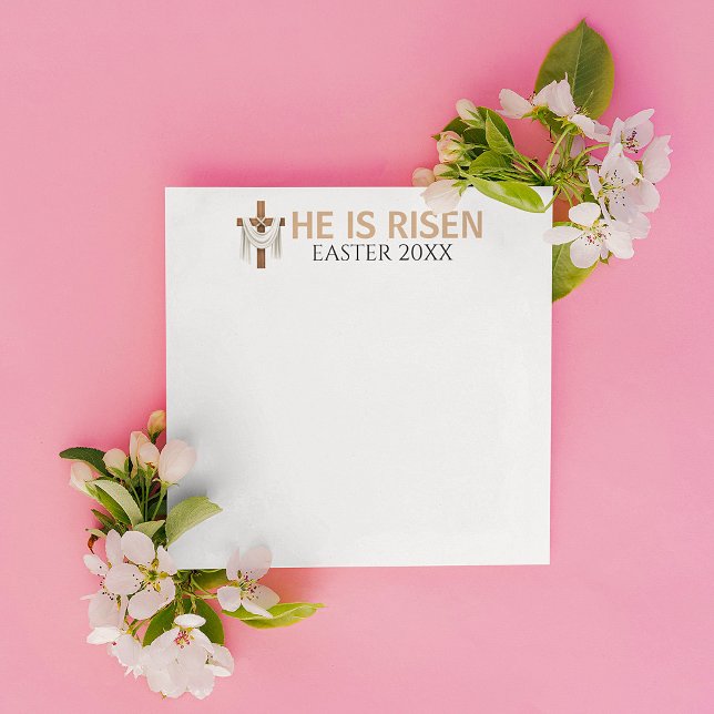 Personalized He Is Risen Vintage Easter Cross Card (Creator Uploaded)