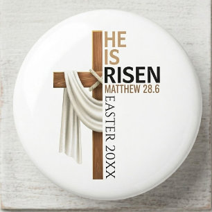 Personalized He Is Risen Vintage Easter Cross Ceramic Knob