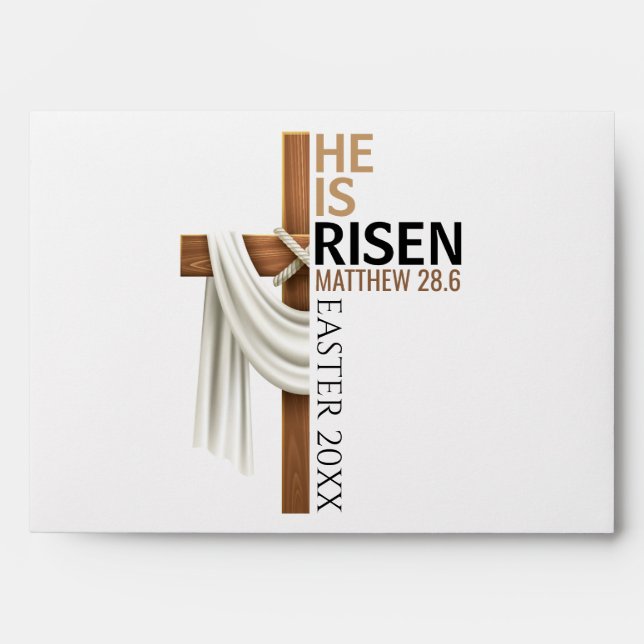 Personalized He Is Risen Vintage Easter Cross Envelope (Front)