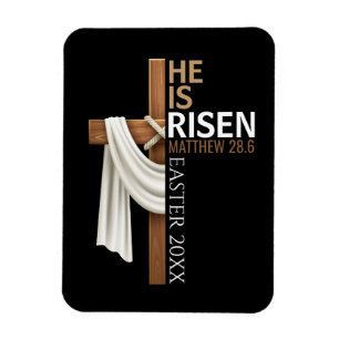 Personalized He Is Risen Vintage Easter Cross Magnet
