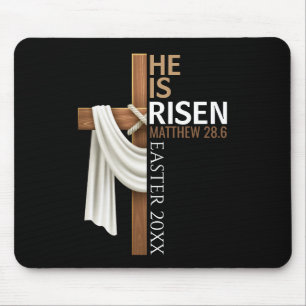 Personalized He Is Risen Vintage Easter Cross Mouse Mat