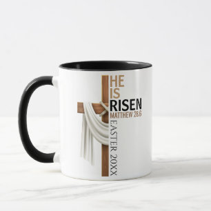 Personalized He Is Risen Vintage Easter Cross Mug