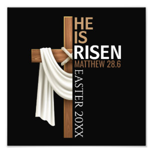 Personalized He Is Risen Vintage Easter Cross Photo Print