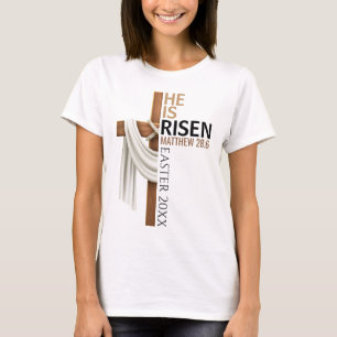 Personalized He Is Risen Vintage Easter Cross T-Shirt