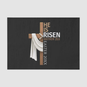 Personalized He Is Risen Vintage Easter Cross Tissue Paper